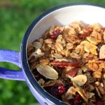 Granola tastes best in an oversized blue mug