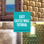 Collage of castle wall pictures showing various stages of painting
