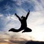 Picture of a woman flying through the sky
