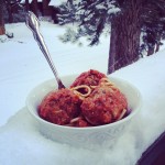 Giant Crock Pot Pesto Meatballs
