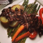 Roasted Veggies with Mushroom-Merlot Sauce
