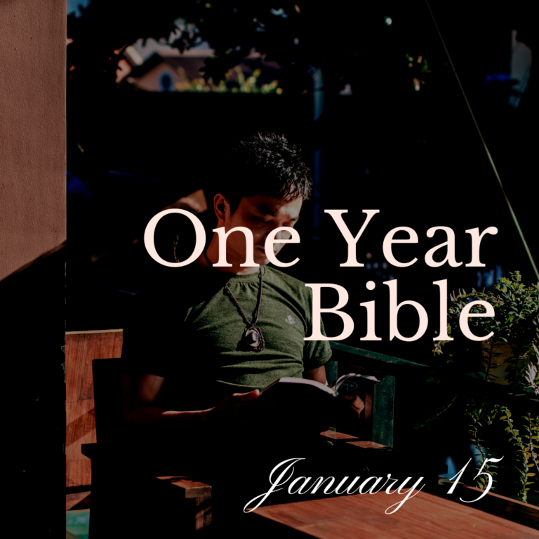 Man in green shirt sitting on a porch reading his Bible
