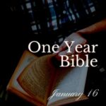 Man in blue plaid shirt turning a page in a Bible