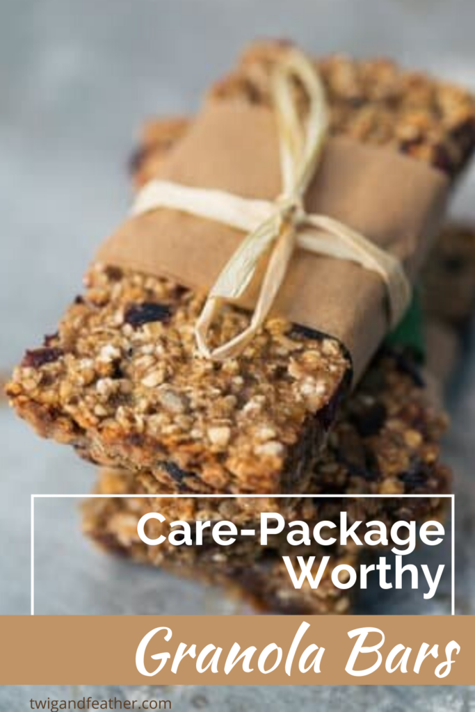 Wrapped granola bars with parchment and twine