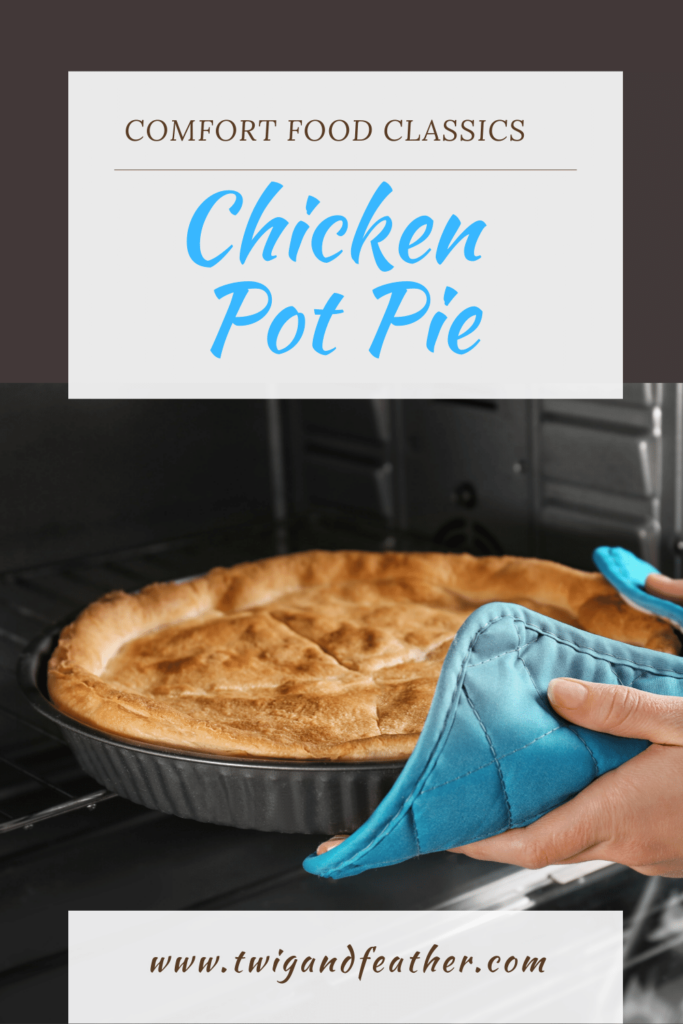 Chicken Pot Pie being brought out of the oven