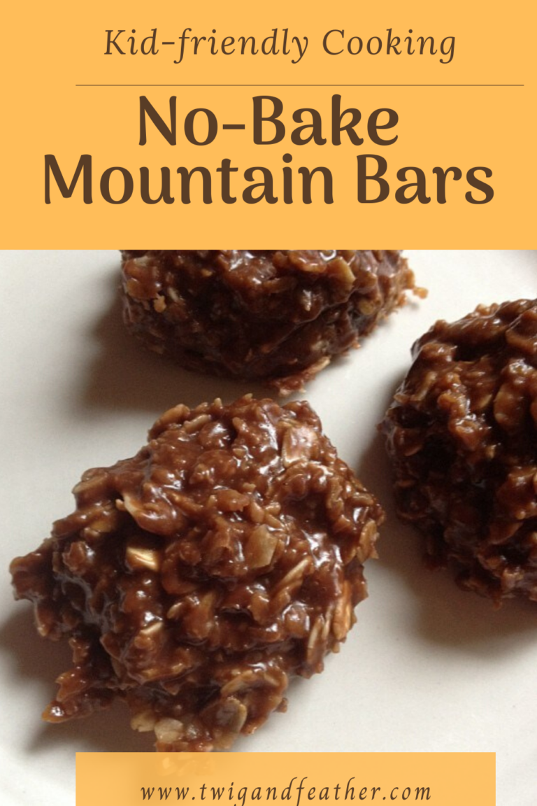 Three mounds of no-bake mountain bars